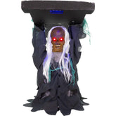 Haunted Hill Farm front display of tombstone lifter showing full prop, ideal for spooky entrances