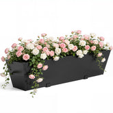 HAYOHRT front view of 36-inch metal railing planter showing sleek design and capacity