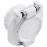 Hayward front view of white wall fitting showing secure vacuum connection and easy replacement