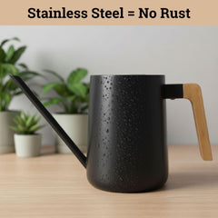 HB Design Co. real wood handle ergonomic grip for comfortable watering