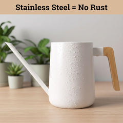 HB Design Co. wooden handle close-up with ergonomic grip for comfortable pouring