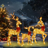 HbSpacstial front view of three gold lighted reindeer highlighting festive appeal