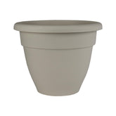 The HC Companies Caribbean planter front view showing classic rolled rim and neutral Cottage Stone benefit: timeless style