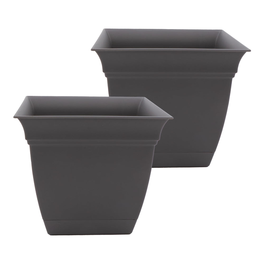 The HC Companies front view warm gray planter showing modern square shape and curb appeal