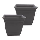 The HC Companies front view warm gray planter showing modern square shape and curb appeal