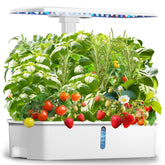 hdroor front view showing planted 12 pods and compact design benefit: fresh herbs at home