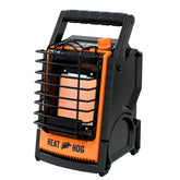 Heat Hog front view showing controls and rugged guard for safer portable warmth
