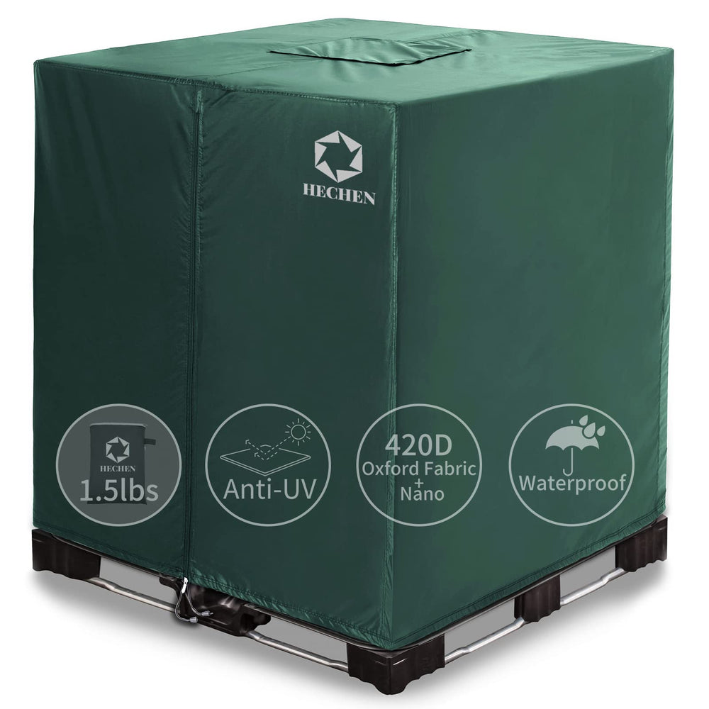 HECHEN IBC cover front view showing full tank protection and easy access