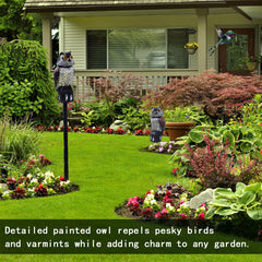 Hedoc owl placed in garden protecting plants from birds and pests