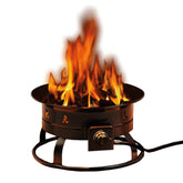 Heininger fire pit front view showing compact design and clean flame, great for portable warmth
