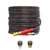 Heliwoo front view of hose coiled and packaging showing durable design benefit