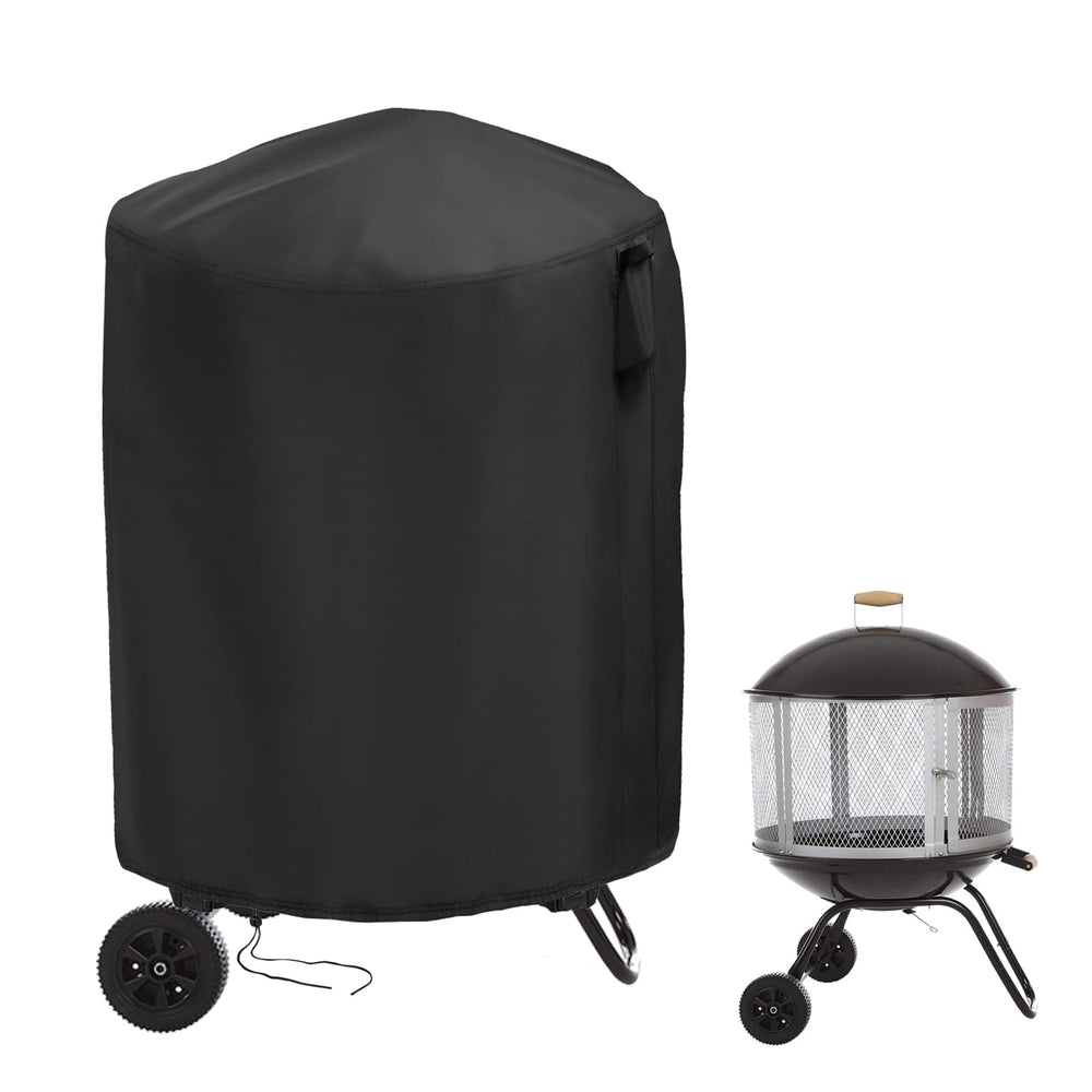 Hengme front view cover fitted on round fire pit showing full protection