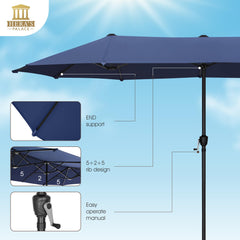 HERA'S PALACE rectangular shade over dining set providing expanded sun protection