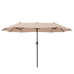 HERA'S PALACE front view of 13 ft umbrella showing full shade coverage and protection