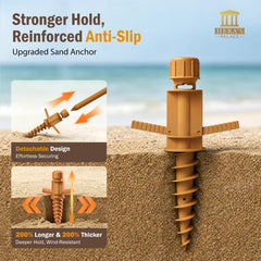 HERA'S PALACE umbrella frame detail showing eight ribs and corrosion-resistant finish