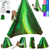 Heyfriday sensory swing front view showing roomy hammock and color