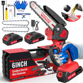 Hguptgw front view showing compact mini chainsaw and included items for quick use