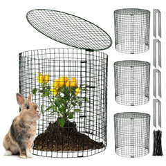 Hiboom front view of four assembled plant cages showing complete protection