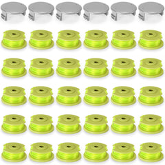Hiboom front packaging showing 30 trimmer lines and 6 cap covers, ready for long-term use