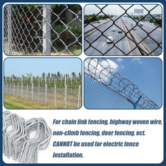 Hicarer clips installed on a T-post securing wire for stable fencing