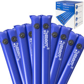 Hidbot front view of five 8.5 ft water bags showing pack and branding, durability benefit