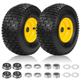Hidtaw front view of 15x6-6 wheel assembly showing robust rim and tire benefit easy replacement