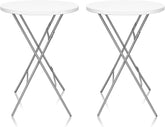 HiEthan front view of white round cocktail table for clean event styling