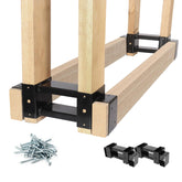 Highpro front view of assembled firewood rack showing sturdy storage benefit