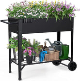 Highpro front view of raised bed showing full planter and benefits