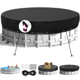 HIGHTQURO front view of 21ft pool cover showing full coverage and easy fit benefit