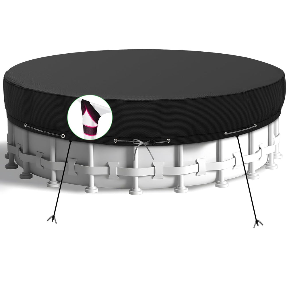 HIGHTQURO front view of 10ft round pool cover showing full protection