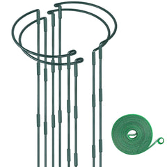 HiGift front view of four half-round plant supports showing tidy garden benefit