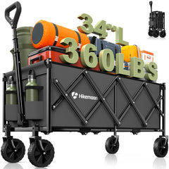HIKEMOON front view folded wagon showing compact storage benefit
