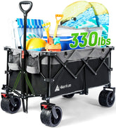 Hikenture front view showing full wagon and spacious cargo for easy hauling