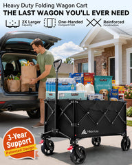Hikenture wagon folded compact for trunk storage and easy carrying