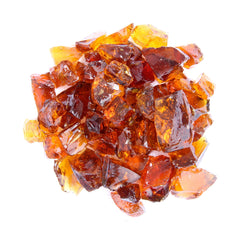 Hiland amber fire glass front packaging showing bag and warm color enhances fire features