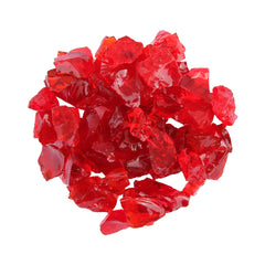 Hiland red fire glass bag front view showing vibrant pieces and easy maintenance benefits