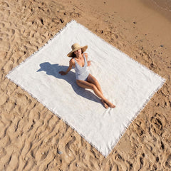 Hillsuren front view milky white blanket showing full coverage and comfort