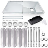 Hiorucet grease tray front view showing adjustable length and durable steel benefit