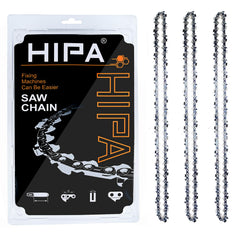 Hipa front packaging showing three 20-inch chains and included specs for quick replacement