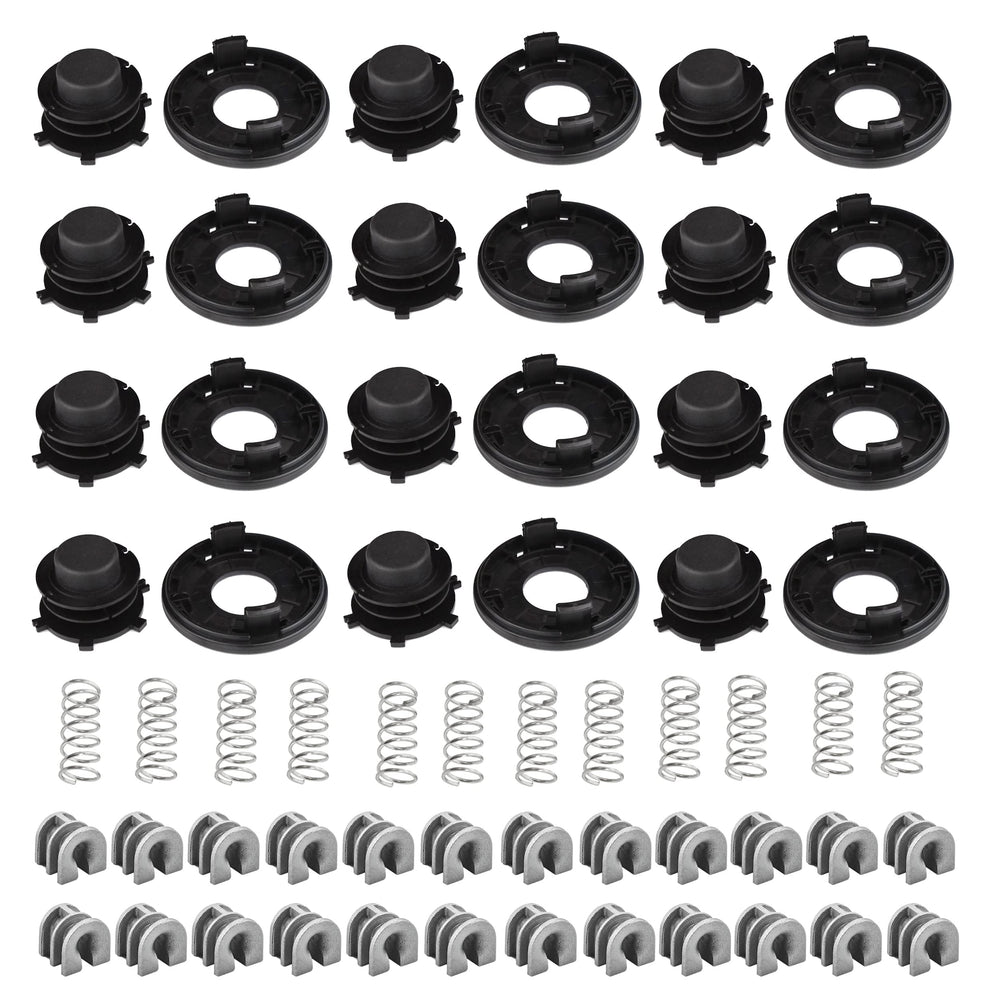 Hippotech front view of the full 12-piece replacement kit showing caps and spools for quick repairs