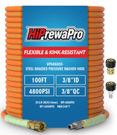 HiPrewaPro coiled 100 ft hose front view showing full kit benefit