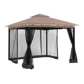 Hisecome front view of full four-panel gazebo netting shows insect protection