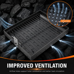 Hisencn tray installed in Pit Boss grill showing restored charcoal support