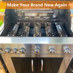 Hisencn five burners and plates laid out, full set for Master Forge grill