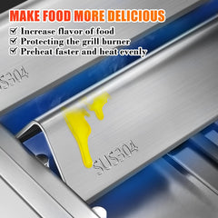 Hisencn bars installed on Weber Spirit demonstrating even heat coverage