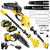 hiyuehome assembled pole saw front view showing compact storage benefit