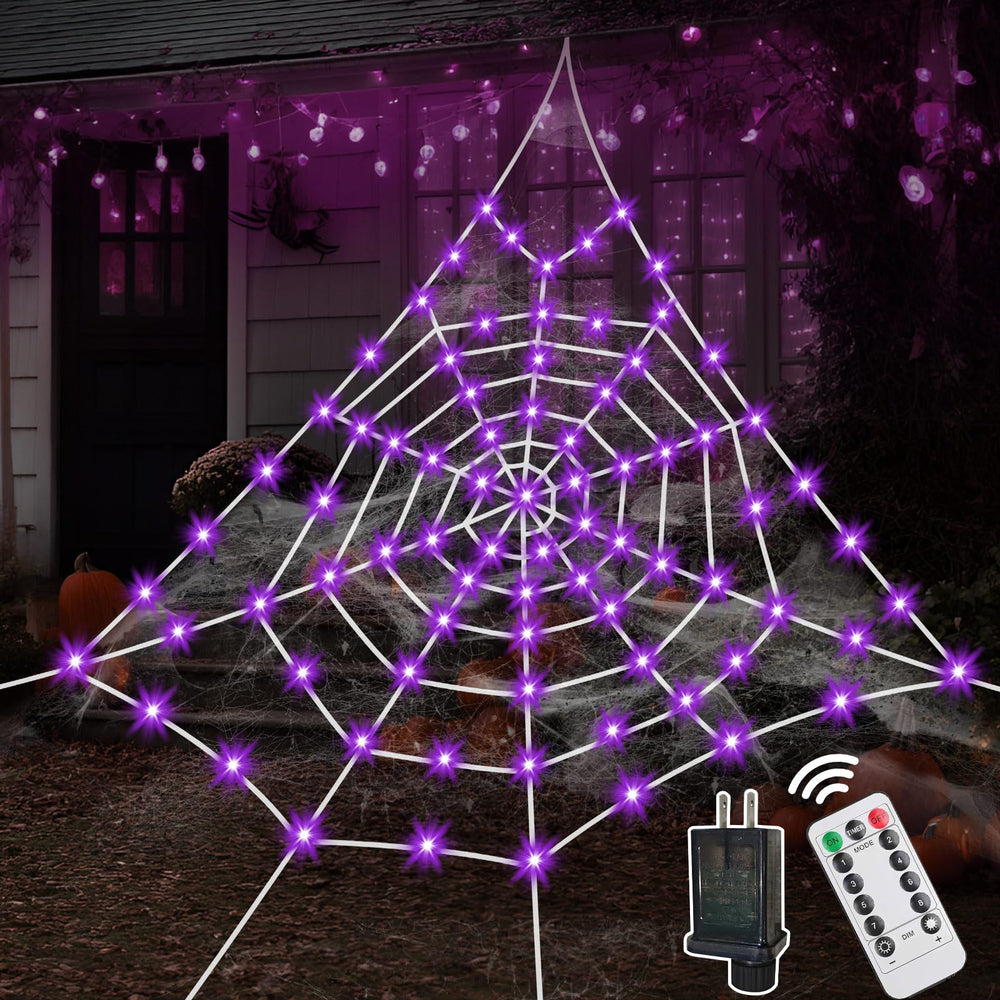HKKDKTA front view of packaged 16.4 ft spider web showing components and size benefits