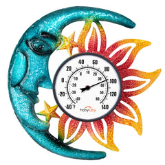 HOBYLUBY front view showing sun moon design and clear temperature readings benefit decor