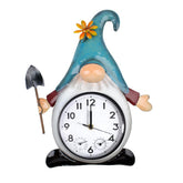 HOBYLUBY gnome outdoor clock front view showing time and decorative gnome shape benefit: charming focal point